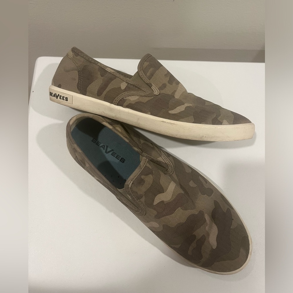 SeaVees Baja Slipon Saltwash Herringbone Twill Shoes Size 8.5 but fits like an 8